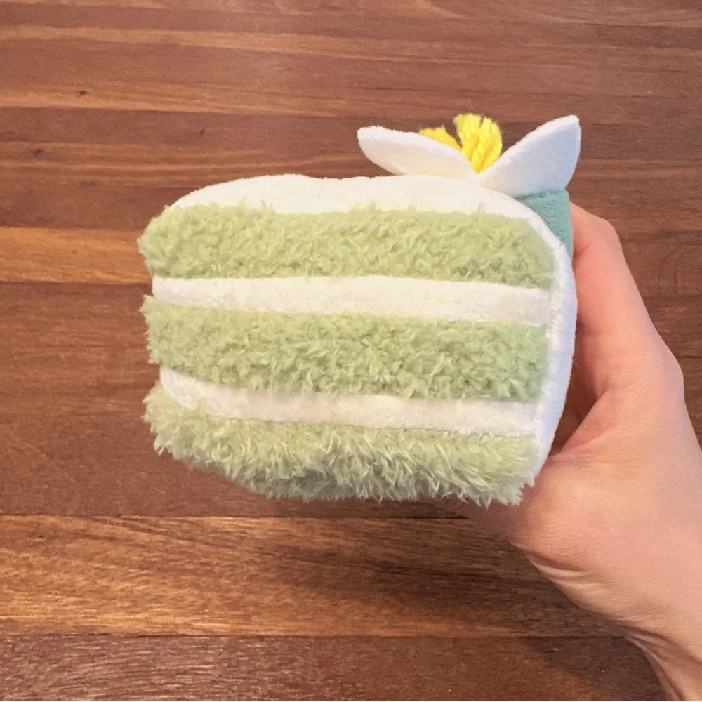 Green Cake Slice Plush Keychain Kawaii Dessert Bag Charm Cute Soft Gift